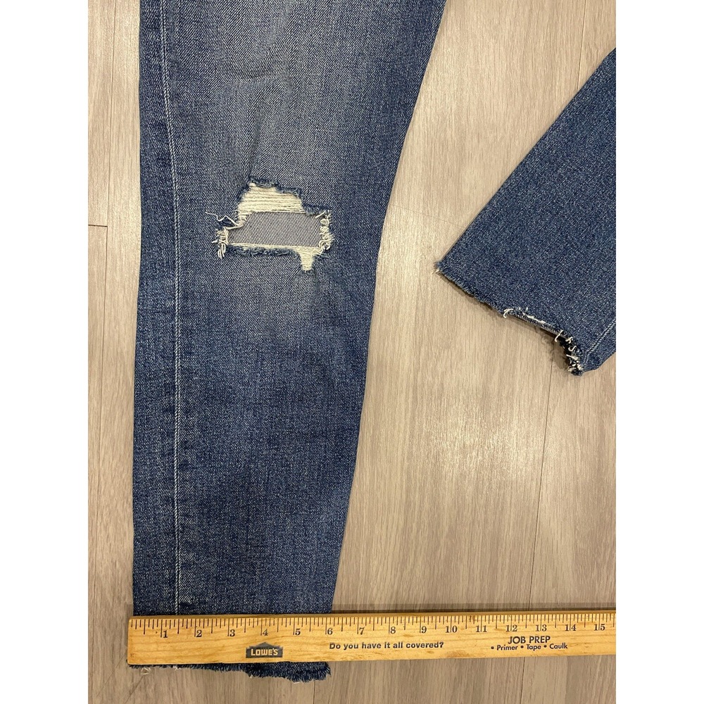 RE/DONE Jeans Womens 30 Blue 90s High Rise Ankle Crop Button Fly Distressed Blue - Picture 6 of 10